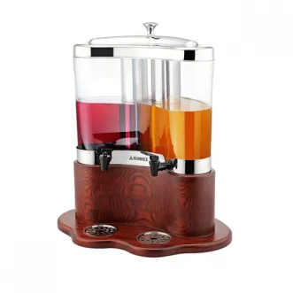 HOLLOWARE Double juice dispener w/wooden stand<br> 1 01_1304_10