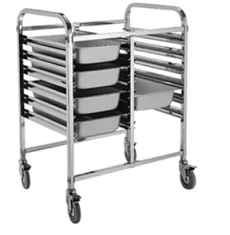 STORE & TRANSPORT <br> S.S. Double Lines GN Pans Trolley<br> 1 59
