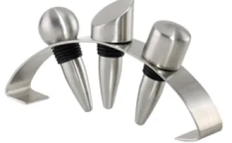 BAR UTENSIL S.S BOTTLE STOPPERS SET 1 innohut_stainless_steel_wine_bottle_stopper_3_pcs_with_stand_6084_0831183_1_catalog_233