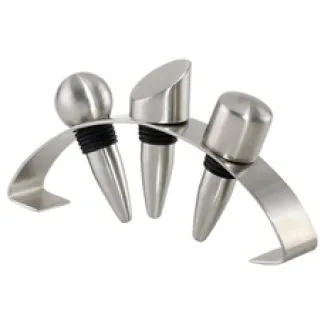 BAR UTENSIL S.S BOTTLE STOPPERS SET 1 innohut_stainless_steel_wine_bottle_stopper_3_pcs_with_stand_6084_0831183_1_catalog_233